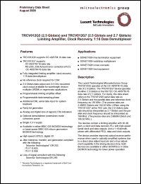 TRCV012G7 datasheet: Limiting amplitier, clock recovery, 1:16 data demultiplexer. BiCMOS. 2.5 Gbits/s and 2.7 Gbits/s TRCV012G7