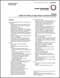 FW322 datasheet: 1394A PCI PHY/link open host controller interface FW322