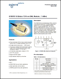 D1861B050 datasheet: 10 Gbits/s 1310 nm DML module (-3 dBm). Connector LC D1861B050