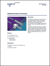 2650A datasheet: Broadband photodiode without mounting bracket. Fiber: single-mode, 900 microm. 2650A