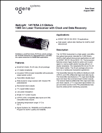 1417K5A datasheet: 2.5 Gbits/s 1300nm 2 x 10 single-mode SFF LS receptacle laser transceiver with clock and data recovery. 1417K5A