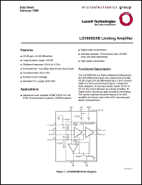 LG1605DXB-TR16 datasheet: Limiting amplifier. Package on 16 mm tape and reel. LG1605DXB-TR16