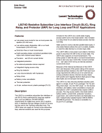 LUCL8574DP datasheet: Resistive SLIC, ring relay, protector (SRP) for long loop and TR-57 applications LUCL8574DP