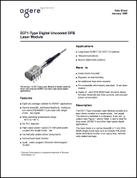 D371-10A datasheet: Digital uncooled DFB laser module. Pfiber 1.0 mW. Connector SC-PC. D371-10A