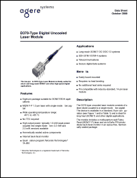 D370-20F datasheet: Digital uncooled laser module. Pfiber 2.0 mW. Connector FC-PC. D370-20F