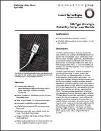 980X datasheet: Ultrahigh-reliability pump laser module. Connector FC/APC. 980X