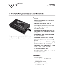 1241CAUC datasheet: OC-3/STM-1 uncooled laser transmitter. Average output power (dBM): -15(min),-11(typ),-8(max). Center wavelengrh(nm): 1260(min),1360(max). Connector SC. 1241CAUC