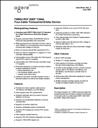 FW804-09-DB datasheet: PHY IEEE 1394A four-cable trasceiver/arbiter device. FW804-09-DB