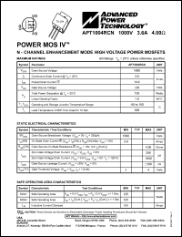 APT1004RCN datasheet: 1000V, 3.6A power MOS IV APT1004RCN