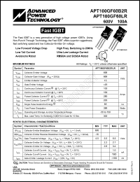 APT100GF60LR datasheet: 600V, 100A fast IGBT APT100GF60LR