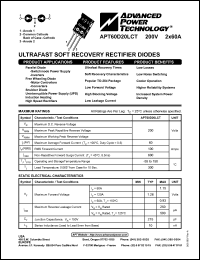 APT60D20LCT datasheet: 200V, 2 x 60A ultrafast soft recovery rectifier diode APT60D20LCT