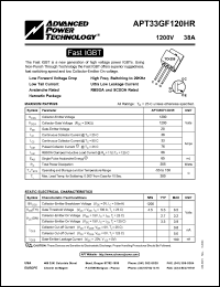 APT33GF120HR datasheet: 1200V, 38A fast IGBT APT33GF120HR