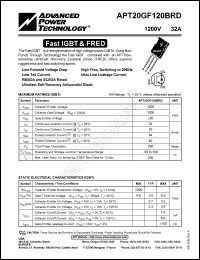 APT20GF120BRD datasheet: 1200V, 32A fast IGBT and FRED APT20GF120BRD