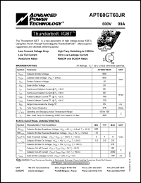 APT60GT60JR datasheet: 600V, 90A thunderbolt IGBT APT60GT60JR