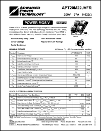 APT20M22JVFR datasheet: 200V, 97A power MOS V transistor APT20M22JVFR