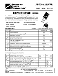 APT20M22LVFR datasheet: 200V, 100A power MOS V transistor APT20M22LVFR