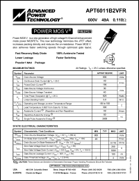 APT6011B2VFR datasheet: 600V, 49A power MOS V transistor APT6011B2VFR