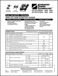 APT2X101S20J datasheet: 200V, 100A high voltage schottky diode APT2X101S20J
