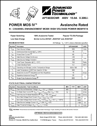 APT4030CNR datasheet: 400V, 15A power MOS IV transistor APT4030CNR
