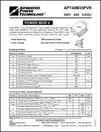 APT40M35PVR datasheet: 400V, 89A power MOS V transistor APT40M35PVR