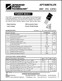 APT40M70LVR datasheet: 400V, 57A power MOS V transistor APT40M70LVR