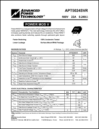 APT5024SVR datasheet: 500V, 22A power MOS V transistor APT5024SVR