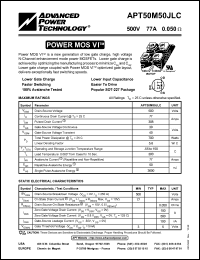 APT50M50JLC datasheet: 500V, 77A power MOS VI transistor APT50M50JLC