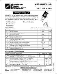 APT50M60L2VR datasheet: 500V, 77A power MOS V transistor APT50M60L2VR