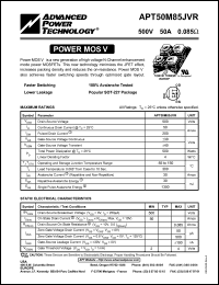 APT50M85JVR datasheet: 500V, 50A power MOS V transistor APT50M85JVR