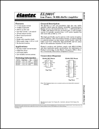 EL2001ACN datasheet: Low power, 70MHz buffer amplifier EL2001ACN