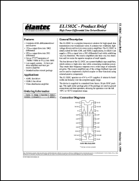 EL1502CM datasheet: High power differential line driver/receiver EL1502CM