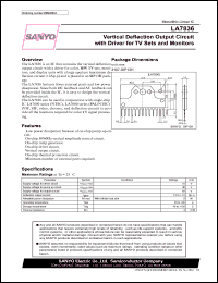LA7836 datasheet: Vertical deflection output circuit with driver for TV sets and monitors LA7836