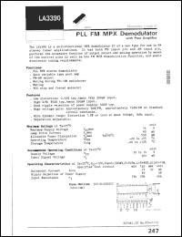 LA3390 datasheet: PLL FM MPX demodulator LA3390