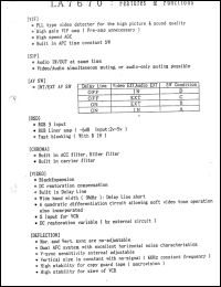 LA7670 datasheet: NTSC single chip circuit LA7670