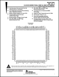 SN74ACT3622-15PCB datasheet:  256 X 36 X 2 BIDIRECTIONAL SYNCHRONOUS FIFO MEMORY SN74ACT3622-15PCB