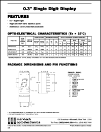 MTN3700-CO datasheet: 0.3 inches single digit display. Peak wavelength 635 nm. Emitted color orange. Surface color grey. Epoxy color white. MTN3700-CO