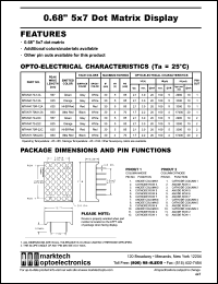 MTAN4170R-12A datasheet: 0.68 inches 5 x 7 dot matrix display. Peak wavelength 635nm. Emitted color hi-eff red. Surface color red. Epoxy color red. MTAN4170R-12A