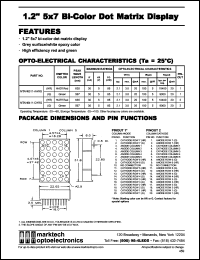 MTAN6411-CHRG datasheet: 1.2 inches 5x7 bi-color dot matrix display. Peak wavelength 635/567 nm. Emitted color hi-eff red/green. MTAN6411-CHRG