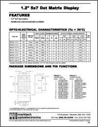 MTAN4111R-11A datasheet: 1.2 inches 5x7 dot matrix display. Peak wavelength 635 nm. Emitted color hi-eff red. Surface color red. Epoxy color red. MTAN4111R-11A