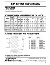 MTAN2140-22C datasheet: 4.0 inches 5x7 dot matrix display. Peak wavelength 567 nm. Emitted color green. Surface color grey. Epoxy color white. MTAN2140-22C