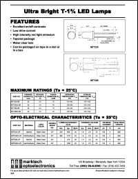 MT7386-UR datasheet: Ultra bright T-1.75 LED lamp. Peak wavelength 660 nm. Lens color water clear. Lumin. int.(mcd) @ 20 mA: 475(typ). MT7386-UR