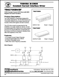 TB62706BF datasheet: 16-bit constant current LED driver with shift register and latch functions. TB62706BF