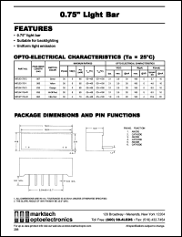 MTLB4175-HR datasheet: 0.75 inches light bar. Peak wavelength 635 nm. Emitted color hi-eff red. MTLB4175-HR