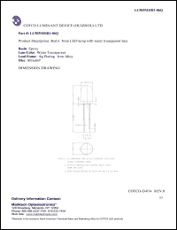 LC503MHR1-06Q datasheet: Red 6 degrees 5 mm LED lamp with water transparent lens. Wavelength(typ.) 624 nm. Luminous intensity(typ.) 5500 mcd. LC503MHR1-06Q