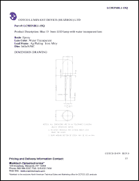 LC503NBL1-15Q datasheet: Blue green 15 degrees 5 mm LED lamp with water transparent lens. Wavelength(typ.) 470 nm. Luminous intensity(typ.) 1300 mcd. LC503NBL1-15Q