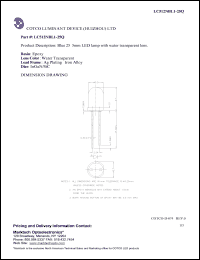 LC512NBL1-25Q datasheet: Blue 25 degrees 5 mm LED lamp with water transparent lens. Wavelength(typ.) 470 nm. Luminous intensity(typ.) 900 mcd. LC512NBL1-25Q