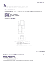 LO561MYL3-75P datasheet: Yellow 75 degrees oval LED lamp with tinted diffused lens and stand offs . Wavelength(typ.) 591 nm. Luminous intensity(typ.) 480 mcd. LO561MYL3-75P