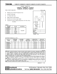 TLRE27C datasheet: TOSHIBA InGaAlP LED. Color red. Typ. emission wavelength @20mA 630 nm. Luminous intensity @20mA 85(min), 300(typ) mcd. TLRE27C