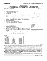 TLAU1008A datasheet: TOSHIBA LED lamp. Color amber. Peak emission wavelength(typ) @20mA 596 nm. Luminous intensity @20mA 8.5(min), 30(typ) mcd. TLAU1008A