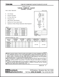 TLRE16T datasheet: TOSHIBA LED lamp. Color red. Typ. emission wavelength 644 nm. Luminous intensity(mcd): 272(min),800(typ). TLRE16T